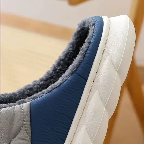 Winter Casual Men’s Slippers Indoor Waterproof Home Shoes Fur Flat Warm Fashion Couples Bedroom Houseshoes Large size