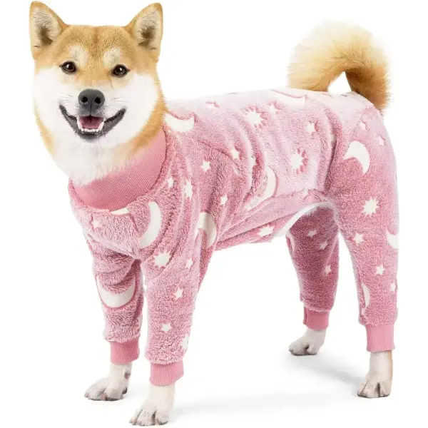 Winter Dog Onesie Pajamas – Warm 4-Leg Jumpsuit for Medium & Large Dogs Cozy Puppy Clothing - Pink / XS（old）