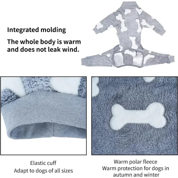 Winter Dog Onesie Pajamas – Warm 4-Leg Jumpsuit for Medium & Large Dogs Cozy Puppy Clothing