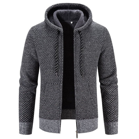 winter-coat-zipper-closure-solid-color-long-sleeves-drawstring - Light Gray / 2XL