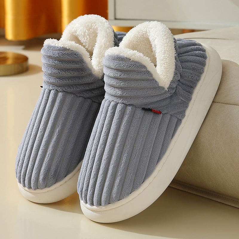 Winter Cotton Slippers for Couples Warm Indoor Bedroom Fashion - Gray / 36to37