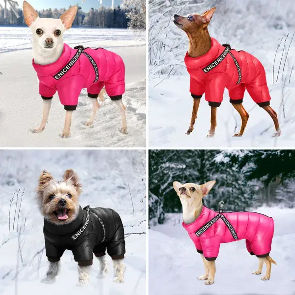 Waterproof Winter Dog Jacket with Harness – Super Warm Hooded Coat for Small & Medium Dogs