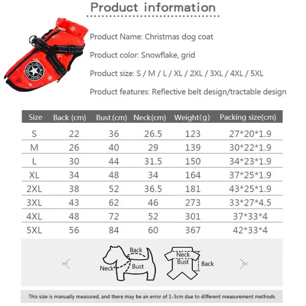 Waterproof Winter Dog Jacket with Harness – Warm Cotton Coat for Small & Large Dogs French Bulldog Outfit