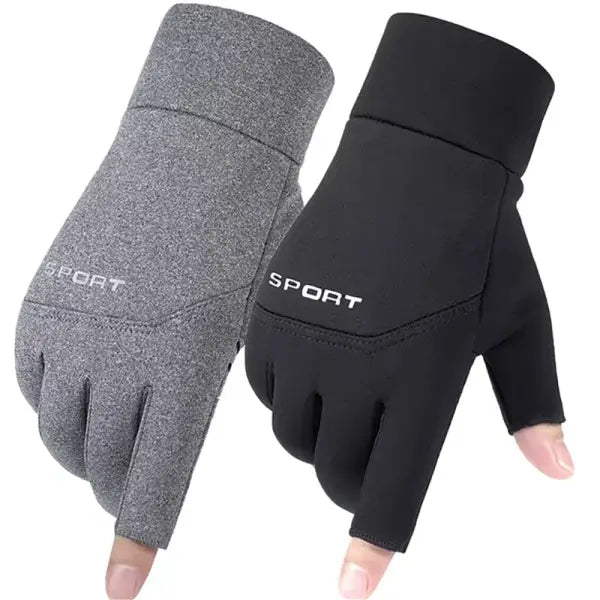 Winter Fishing & Cycling Gloves – Warm Anti-Slip Touchscreen Gloves with Two-Finger Cut for Men & Women