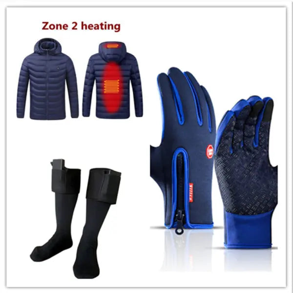 Winter Fleece Antiskid Motorcycle and Sports Riding Gloves - Blue set / L