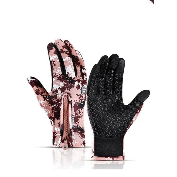 Winter Fleece Antiskid Motorcycle and Sports Riding Gloves - Coffee color / L