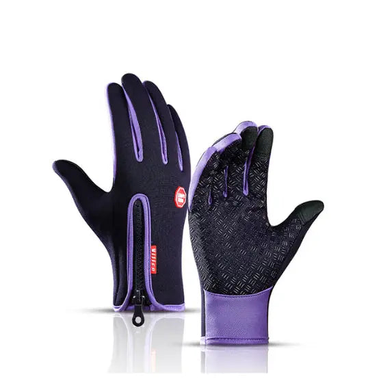 Winter Fleece Antiskid Motorcycle and Sports Riding Gloves - Purple / L