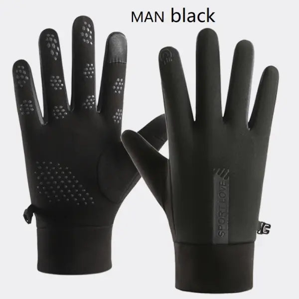 Women’s Winter Cycling Gloves – Thermal Fleece Windproof Waterproof Outdoor Bike & Ski Mittens - Mens black