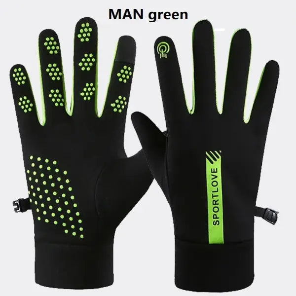 Women’s Winter Cycling Gloves – Thermal Fleece Windproof Waterproof Outdoor Bike & Ski Mittens - Mens Green