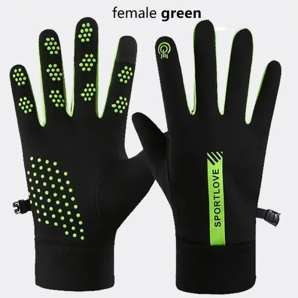 Women’s Winter Cycling Gloves – Thermal Fleece Windproof Waterproof Outdoor Bike & Ski Mittens - Ladies Green