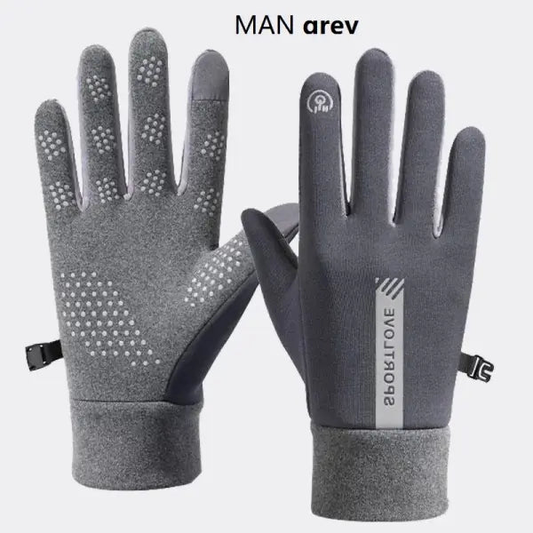 Women’s Winter Cycling Gloves – Thermal Fleece Windproof Waterproof Outdoor Bike & Ski Mittens - Mens gray