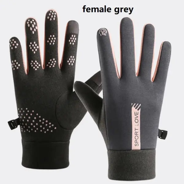 Women’s Winter Cycling Gloves – Thermal Fleece Windproof Waterproof Outdoor Bike & Ski Mittens - Ladies Grey
