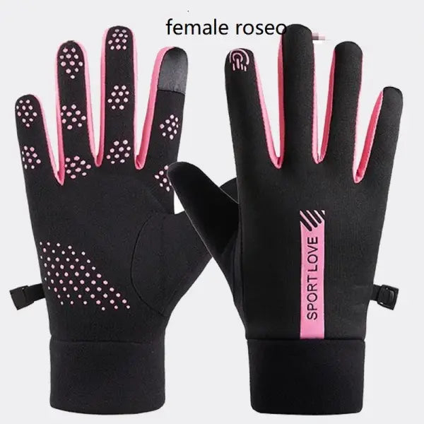 Women’s Winter Cycling Gloves – Thermal Fleece Windproof Waterproof Outdoor Bike & Ski Mittens - Ladies Rose Red