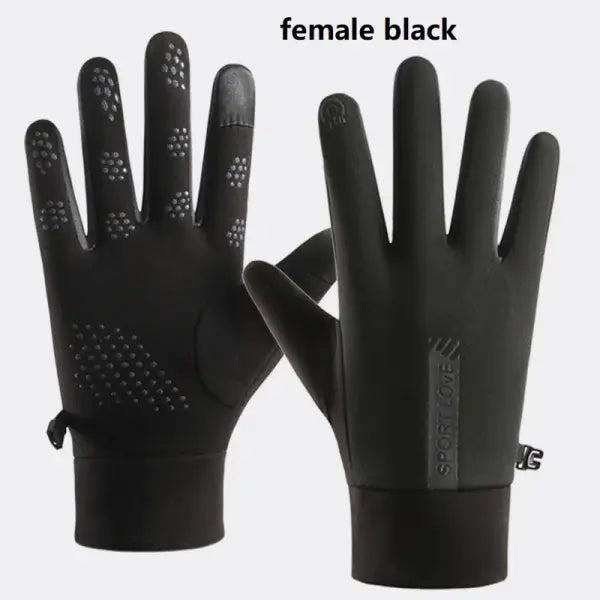 Women’s Winter Cycling Gloves – Thermal Fleece Windproof Waterproof Outdoor Bike & Ski Mittens - Ladies Black