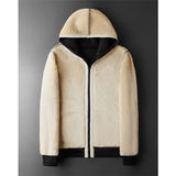 Winter Lambswool Hooded Jacket Black Warm Outerwear