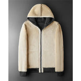 Winter Lambswool Hooded Jacket Black Warm Outerwear