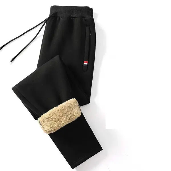 Winter Fleece Jogging Sweatpants Polyester M-5XL Warm Casual Style - Black1 / XL