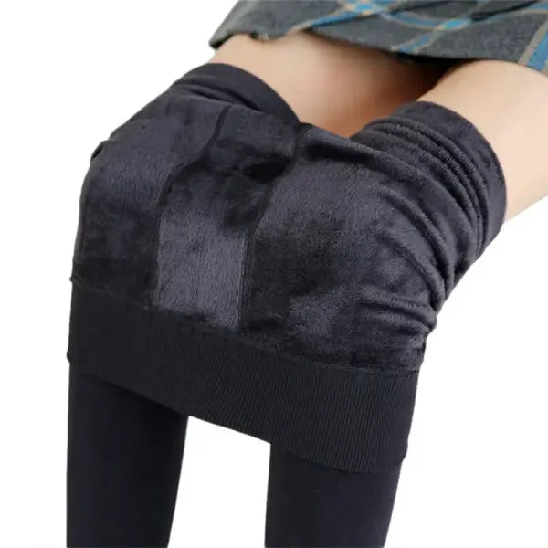 Women’s Winter Leggings – High-Waist Warm Velvet Stretch Pants Solid Color - GRAY / XL