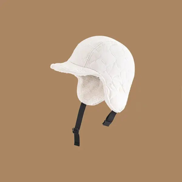 Warm Ear Protectors Bomber Hat Waterproof Unisex Winter Cap - White