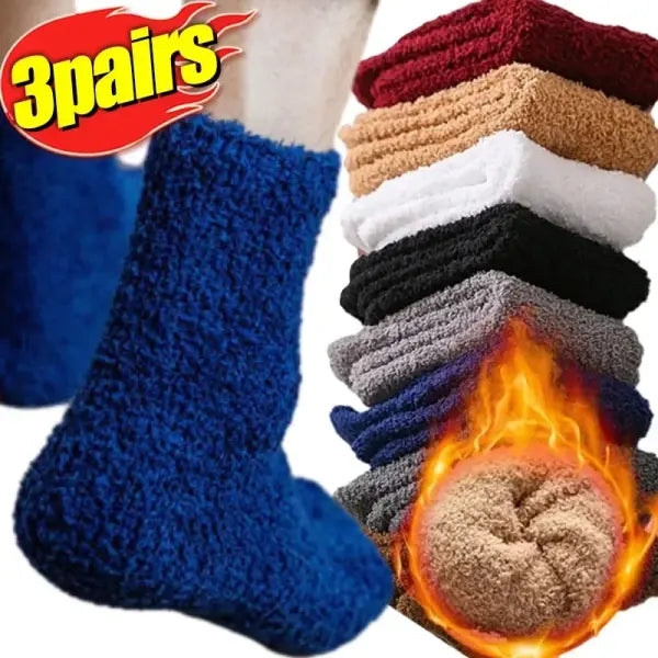 Winter Thermal Fleece Socks – Warm Mid-Calf Floor & Sleep Socks for Men & Women