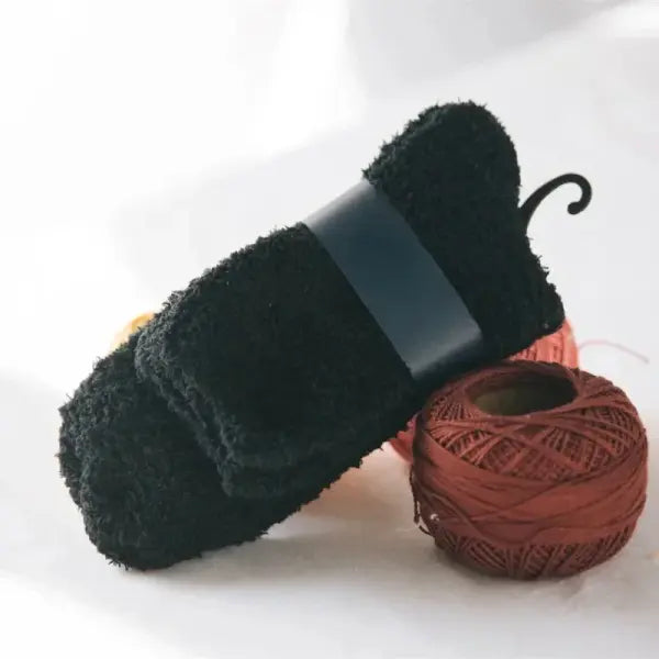 Winter Thermal Fleece Socks – Warm Mid-Calf Floor & Sleep Socks for Men & Women - Black / 2pairs