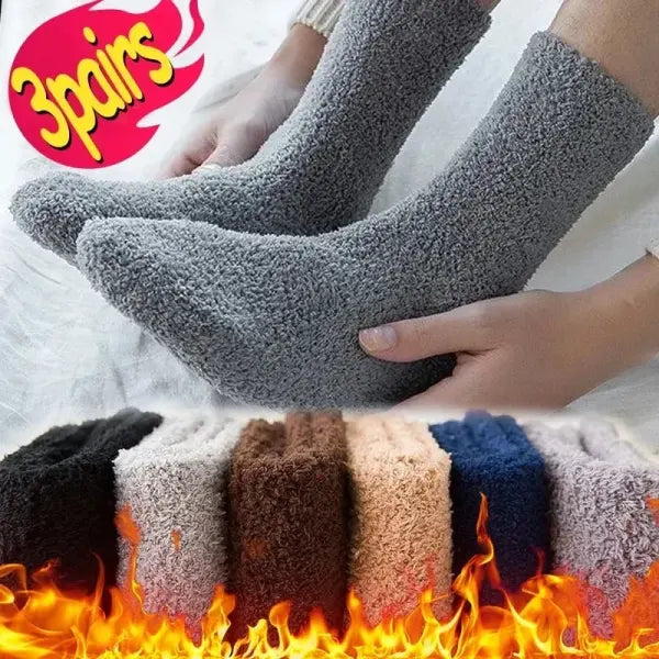 Winter Thermal Fleece Socks – Warm Mid-Calf Floor & Sleep Socks for Men & Women