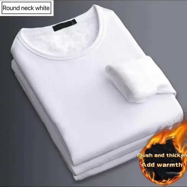 Thickening velvet warm thermal underwear fleece top for men - White / 3XL (70-77kg)