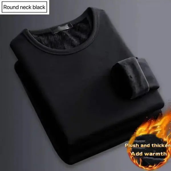 Thickening velvet warm thermal underwear fleece top for men - Black / 5XL (85-95kg)