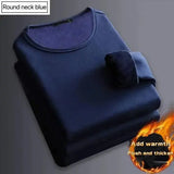 Thickening velvet warm thermal underwear fleece top for men - Blue / 3XL (70-77kg)
