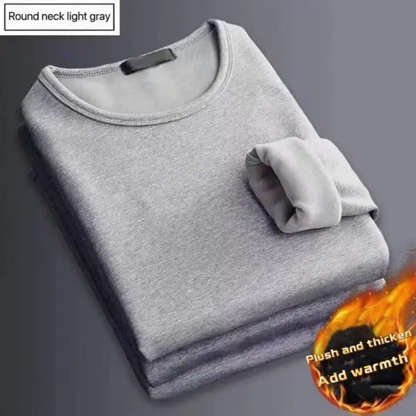 Thickening velvet warm thermal underwear fleece top for men - Grey / 4XL (77-85kg)