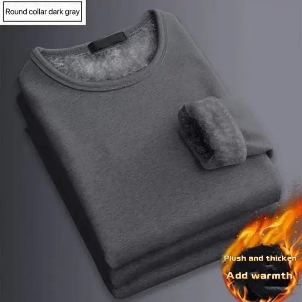 Thickening velvet warm thermal underwear fleece top for men - Dark gray / 5XL (85-95kg)