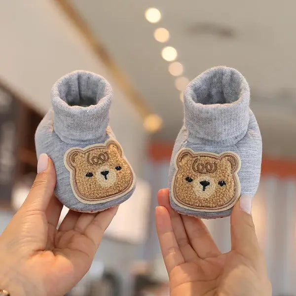 Winter Baby Booties – Cute Cartoon Soft-Sole Non-Slip Shoes for Infant Boys & Girls First Walkers - H06 Gray / 7-12
