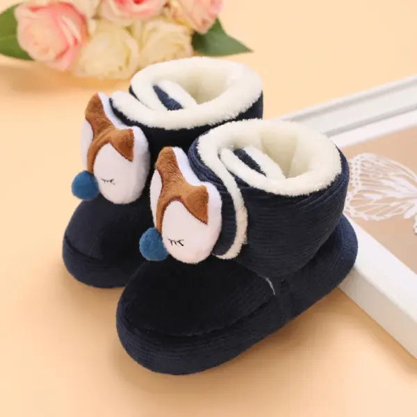 Winter Baby Booties – Cute Cartoon Soft-Sole Non-Slip Shoes for Infant Boys & Girls First Walkers - B253 Blue / 13-18