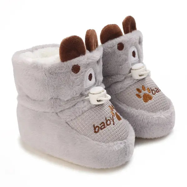 Winter Baby Booties – Cute Cartoon Soft-Sole Non-Slip Shoes for Infant Boys & Girls First Walkers - C-838 Gray / 13-18