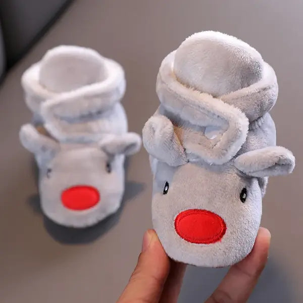 Winter Baby Booties – Cute Cartoon Soft-Sole Non-Slip Shoes for Infant Boys & Girls First Walkers - D29 Gray / 7-12