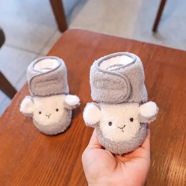 Winter Baby Booties – Cute Cartoon Soft-Sole Non-Slip Shoes for Infant Boys & Girls First Walkers - F32 Gray / 0-6