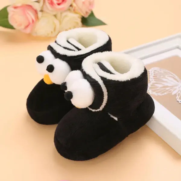 Winter Baby Booties – Cute Cartoon Soft-Sole Non-Slip Shoes for Infant Boys & Girls First Walkers - B253 Black / 7-12