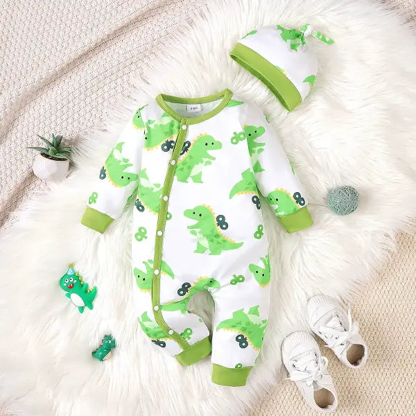 Winter Baby Romper – Bear Print Long Sleeve Button-Up One-Piece for Newborn Infant Boys - 22505054 / 12-18M