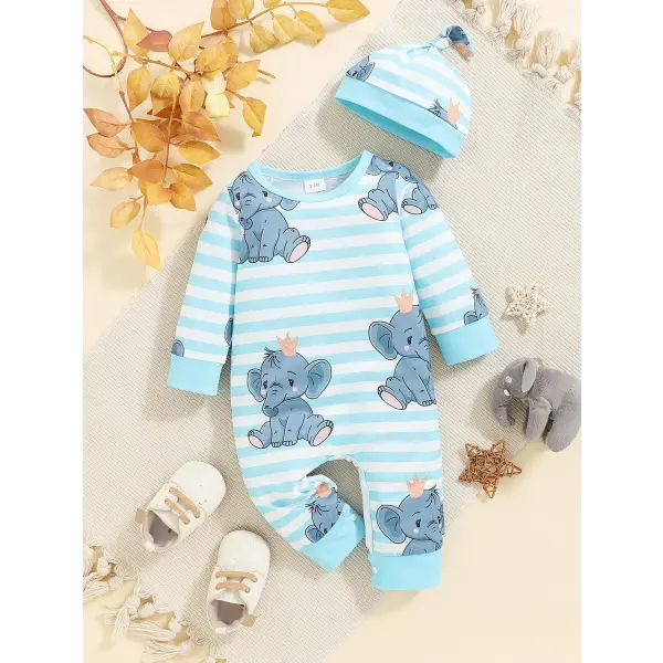Winter Baby Romper – Bear Print Long Sleeve Button-Up One-Piece for Newborn Infant Boys - 224042910-5 / 1-3M