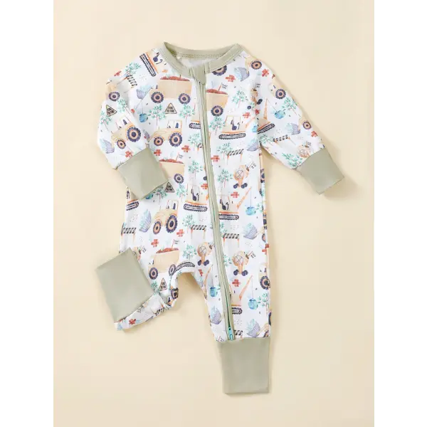Winter Baby Romper – Bear Print Long Sleeve Button-Up One-Piece for Newborn Infant Boys - S224052501-1 / 1-3M