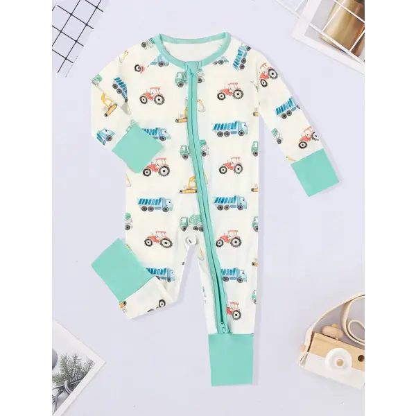 Winter Baby Romper – Bear Print Long Sleeve Button-Up One-Piece for Newborn Infant Boys - S224052501 / 3-6M