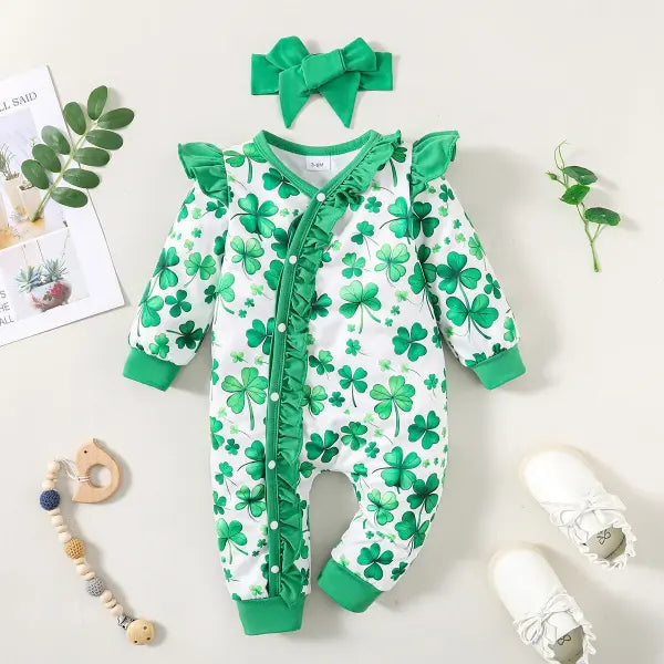 Winter Baby Romper – Bear Print Long Sleeve Button-Up One-Piece for Newborn Infant Boys - 122311302 / 3-6M