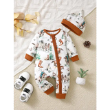 Winter Baby Romper – Bear Print Long Sleeve Button-Up One-Piece for Newborn Infant Boys