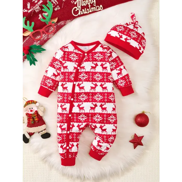 Winter Baby Romper – Bear Print Long Sleeve Button-Up One-Piece for Newborn Infant Boys - 22407099 / 6-9M