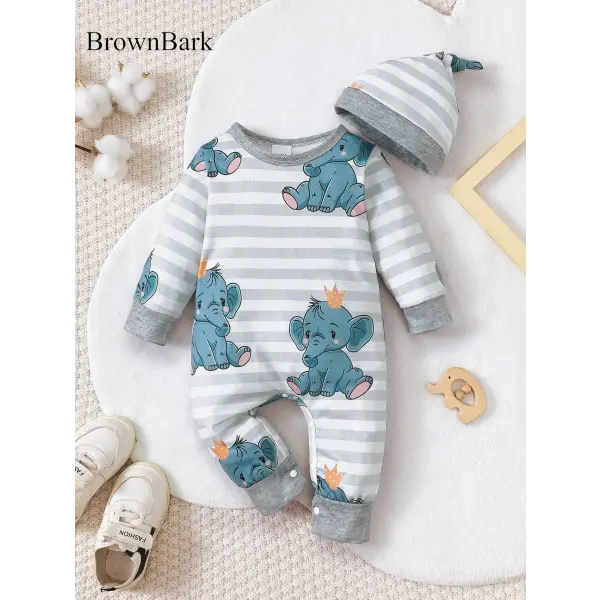 Winter Baby Romper – Bear Print Long Sleeve Button-Up One-Piece for Newborn Infant Boys - 224042910 / 6-9M