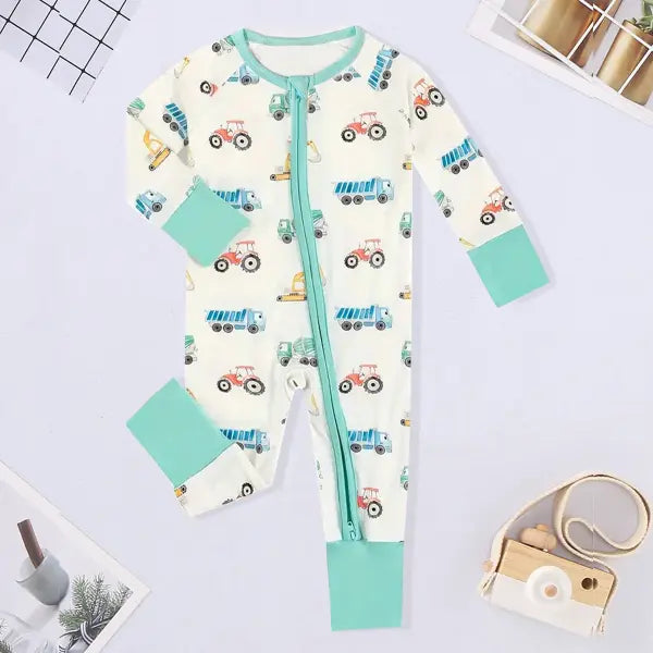 Winter Baby Romper – Bear Print Long Sleeve Button-Up One-Piece for Newborn Infant Boys