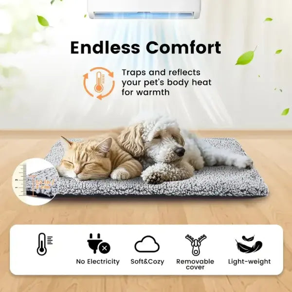 Winter Self-Heating Pet Pad – Thermal No-Electricity Blanket for Dogs & Cats Anti-Slip Warm Cushion for Puppies &