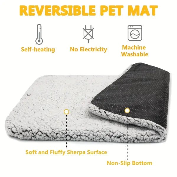 Winter Self-Heating Pet Pad – Thermal No-Electricity Blanket for Dogs & Cats Anti-Slip Warm Cushion for Puppies &
