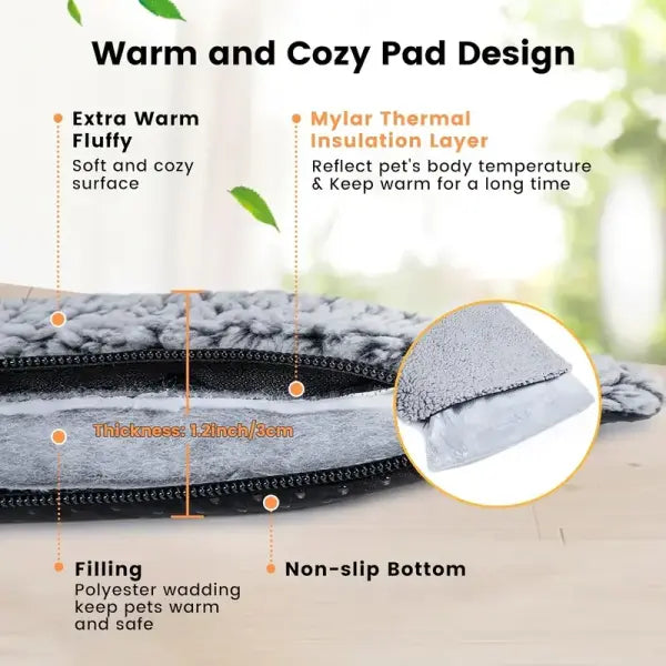 Winter Self-Heating Pet Pad – Thermal No-Electricity Blanket for Dogs & Cats Anti-Slip Warm Cushion for Puppies &