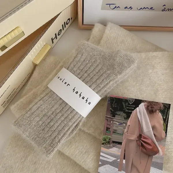 Winter Thick Warm Cashmere Wool Socks for Women – Harajuku Style Solid Color Long Thermal Fashion Socks - Grey / Free